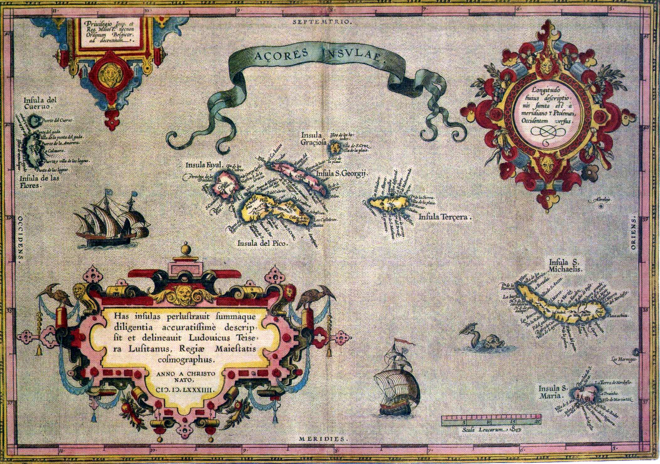 מפת האיים האזוריים - מפה עתיקה